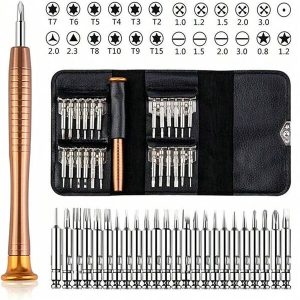 Mini Screwdriver Kit Magnetic 25 In 1 Precision Bits Torx Screw Driver Set Opening Repair Tools Kit for Mobile Phone Camera Watch PC Black