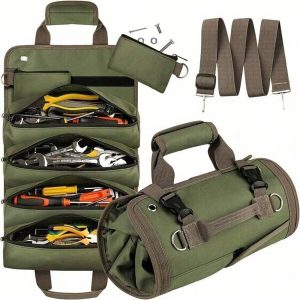 1pc Tool Bag Set, Unisex Heavy Duty Tool Storage Container With 2 Detachable Zipper Pouches, Portable Tool Organizer Box For Electricians And Mechanics, Father's Day Gift For Dad one-size