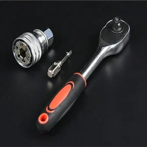 Adjustable Universal Socket Wrench, Professional 3/8" Inch To 3/4" Inch 10mm-19mm Universal Sockets Tools With 3/8" Drive Ratchet Torque Wrench Red and White