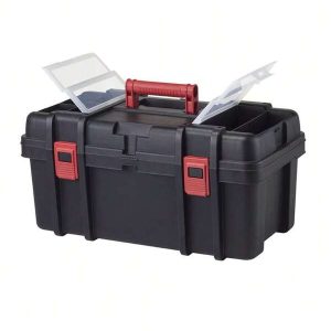 22-Inch Toolbox, Plastic Tool And Hardware Storage, Black Black