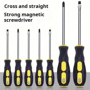 Magnetic Screwdriver Set With Ergonomic Massage Handle - Phillips & Flathead, Industrial-Grade, Home Repair Kit Mini Screwdriver Set Small Screwdriver Set Yellow