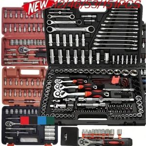 46pcs 1/4" Wrench Socket Set With Ratchet, Includes Metric Sockets And Extension Bars, For Auto Repair And Household Use, With Storage Box Multicolor