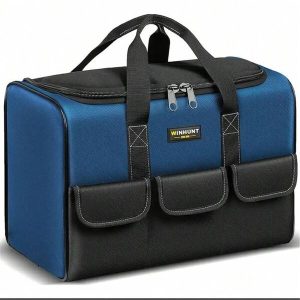 New Square Tool Bag With 30% More Capacity Waterproof Multi Pockets Tool Organizer Tool Pouch For Electrician Tools Blue