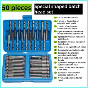 36pcs/50pcs Rechargeable Screwdriver Set With Electric Drill, Extension Rod & Drill Bits Combo Kit Blue